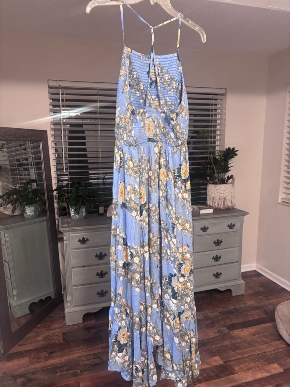 Blue Free People Floral Maxi Dress
